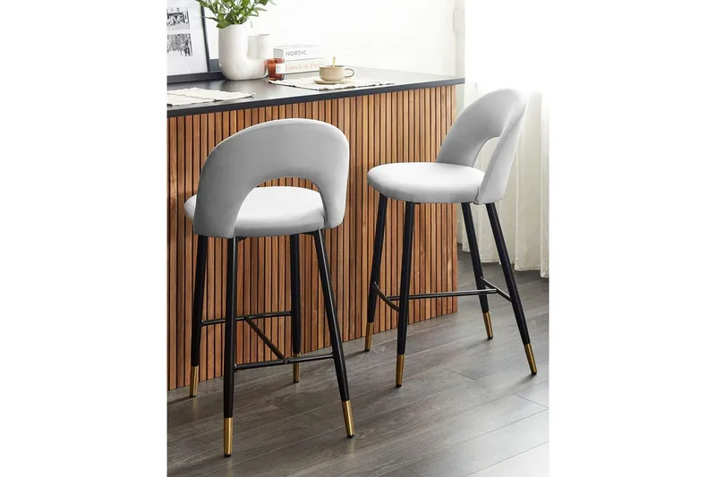 Barstol Falton set om 2 Grå-Svart-Guld - Grå-Svart-Guld - Möbler - Stolar & fåtöljer - Barstol & barpall