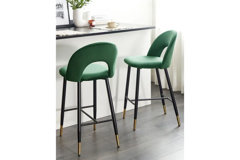 Barstol Falton set om 2 Grön-Svart-Guld - Grön-Svart-Guld - Möbler - Stolar & fåtöljer - Barstol & barpall