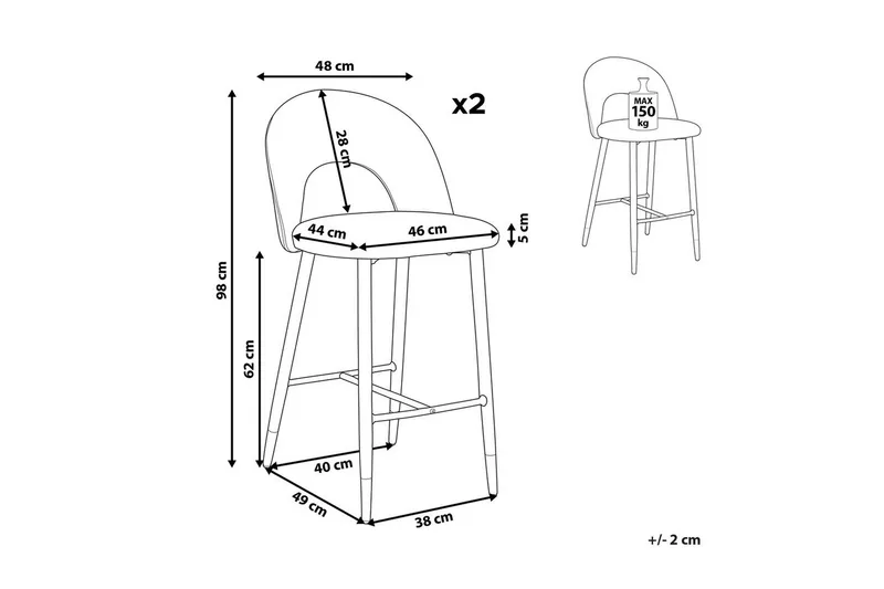 Barstol Falton set om 2 Röd-Svart-Guld - Röd-Svart-Guld - Möbler - Stolar & fåtöljer - Barstol & barpall