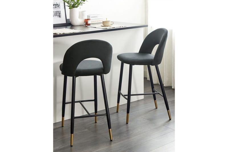 Barstol Falton set om 2 Svart-Guld - Svart-Guld - Möbler - Stolar & fåtöljer - Barstol & barpall