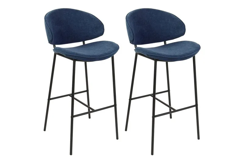 Barstol Kiana set om 2 Blå-Svart - Blå-Svart - Möbler - Stolar & fåtöljer - Barstol & barpall
