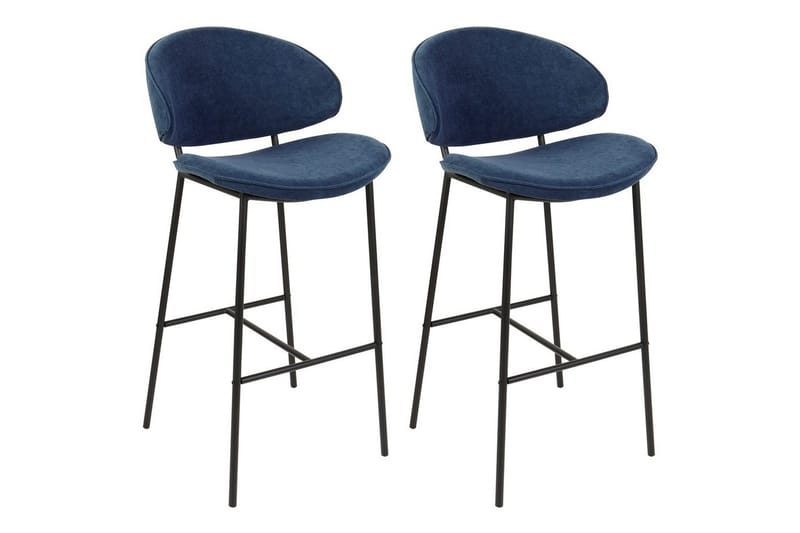 Barstol Kiana set om 2 Blå-Svart - Blå-Svart - Möbler - Stolar & fåtöljer - Barstol & barpall