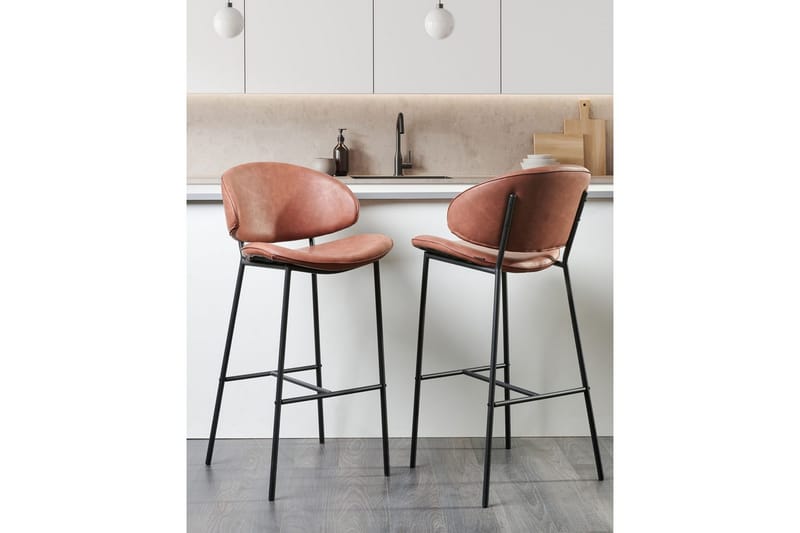 Barstol Kiana set om 2 Brun-Svart - Brun-Svart - Möbler - Stolar & fåtöljer - Barstol & barpall