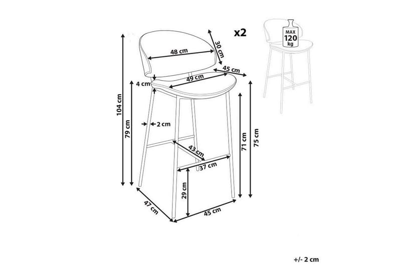 Barstol Kiana set om 2 Orange-Svart - Orange-Svart - Möbler - Stolar & fåtöljer - Barstol & barpall