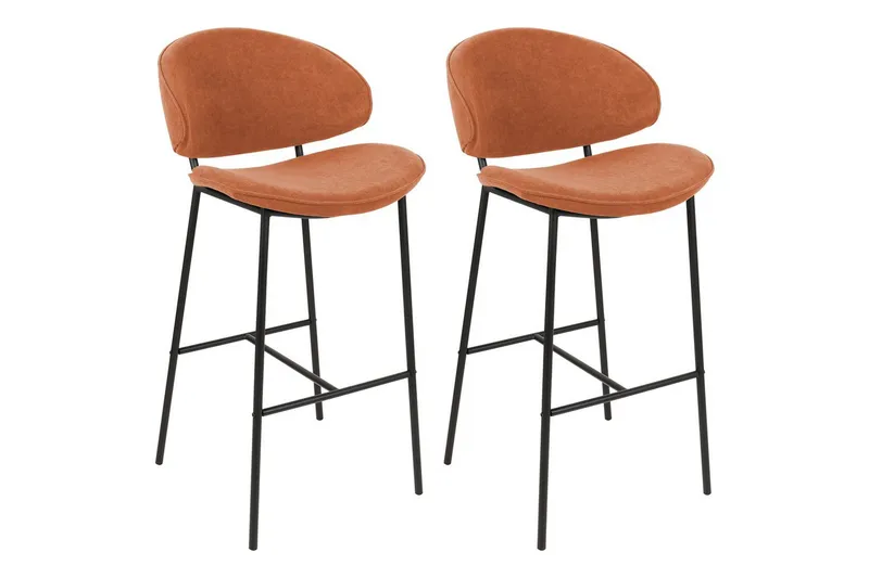 Barstol Kiana set om 2 Orange-Svart - Orange-Svart - Möbler - Stolar & fåtöljer - Barstol & barpall