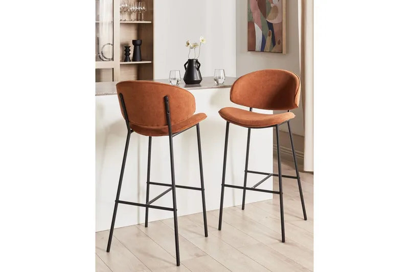 Barstol Kiana set om 2 Orange-Svart - Orange-Svart - Möbler - Stolar & fåtöljer - Barstol & barpall