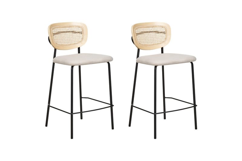Barstol Mayetta set om 2 Natur-Beige-Svart, Natur-Beige-Svart