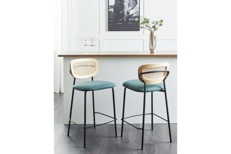Barstol Mayetta set om 2 Natur-Blå-Svart - Natur-Blå-Svart - Möbler - Stolar & fåtöljer - Barstol & barpall