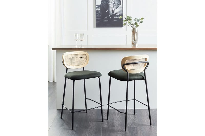 Barstol Mayetta set om 2 Natur-Grön-Svart - Natur-Grön-Svart - Möbler - Stolar & fåtöljer - Barstol & barpall