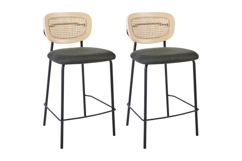 Barstol Mayetta set om 2 Natur-Grön-Svart - Natur-Grön-Svart - Möbler - Stolar & fåtöljer - Barstol & barpall