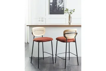 Barstol Mayetta set om 2 Natur-Orange-Svart - Natur-Orange-Svart - Möbler - Stolar & fåtöljer - Barstol & barpall