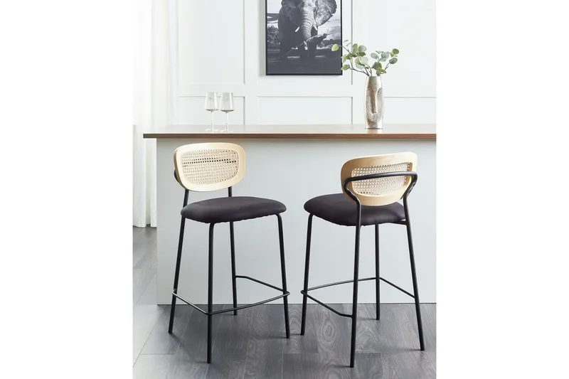 Barstol Mayetta set om 2 Natur-Svart - Natur-Svart - Möbler - Stolar & fåtöljer - Barstol & barpall