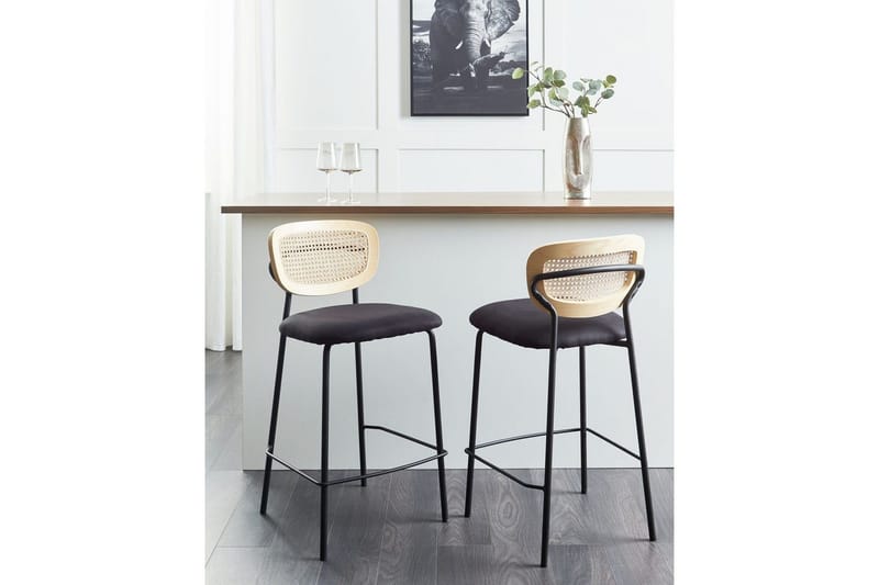 Barstol Mayetta set om 2 Natur-Svart - Natur-Svart - Möbler - Stolar & fåtöljer - Barstol & barpall