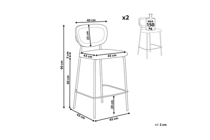 Barstol Mayetta set om 2 Natur-Svart - Natur-Svart - Möbler - Stolar & fåtöljer - Barstol & barpall