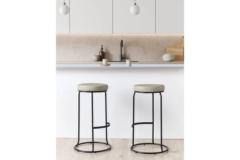 Barstol Milroy set om 2 Grå-Svart - Grå-Svart - Möbler - Stolar & fåtöljer - Barstol & barpall