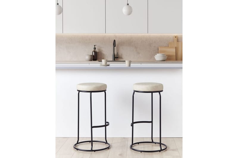 Barstol Milroy set om 2 Ljusbeige-Svart - Ljusbeige-Svart - Möbler - Stolar & fåtöljer - Barstol & barpall