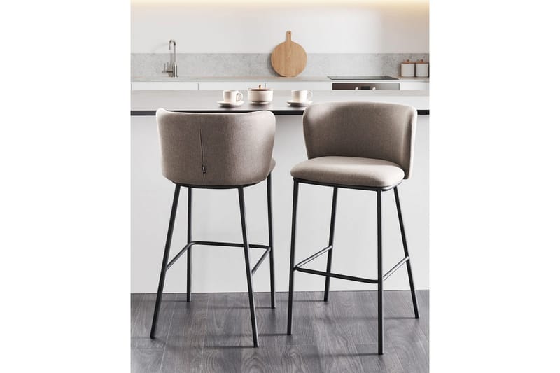 Barstol Mina set om 2 Beige-Svart - Beige-Svart - Möbler - Stolar & fåtöljer - Barstol & barpall