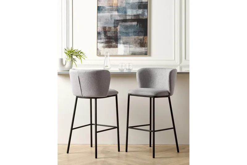 Barstol Mina set om 2 Grå-Svart - Grå-Svart - Möbler - Stolar & fåtöljer - Barstol & barpall