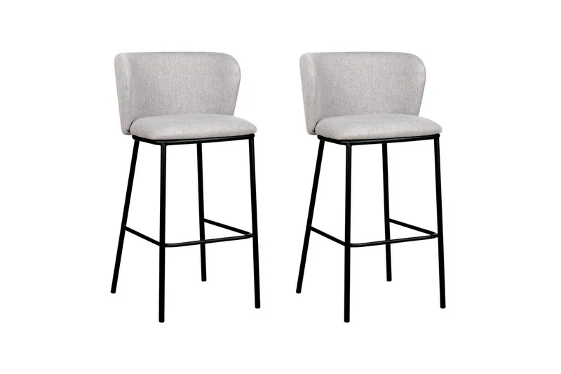 Barstol Mina set om 2 Grå-Svart - Grå-Svart - Möbler - Stolar & fåtöljer - Barstol & barpall
