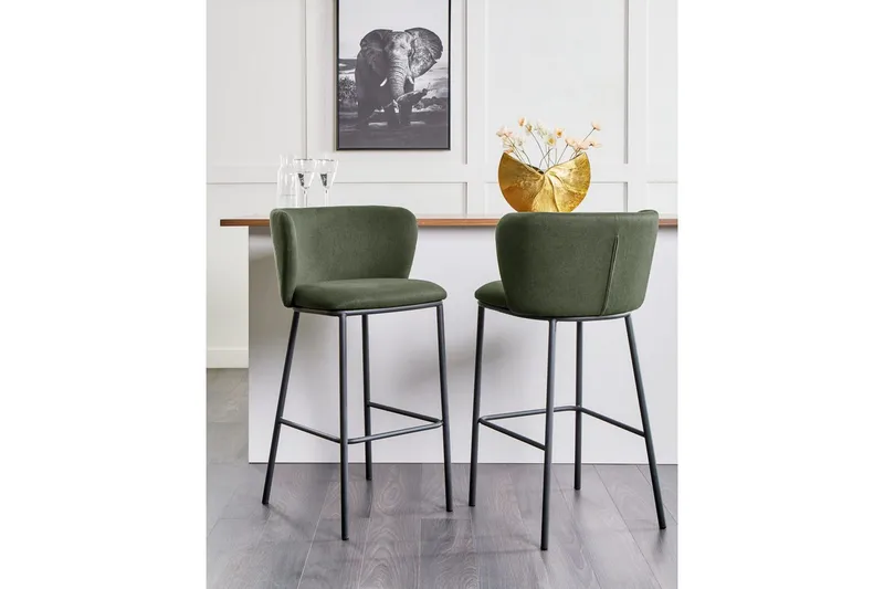 Barstol Mina set om 2 Grön-Svart - Grön-Svart - Möbler - Stolar & fåtöljer - Barstol & barpall