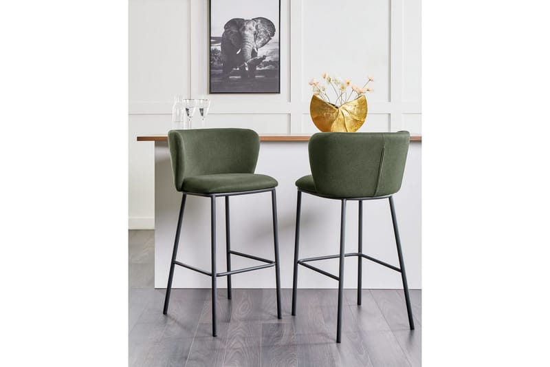 Barstol Mina set om 2 Grön-Svart - Grön-Svart - Möbler - Stolar & fåtöljer - Barstol & barpall