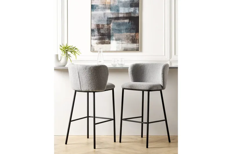 Barstol Mina set om 2 Ljusgrå-Svart - Ljusgrå-Svart - Möbler - Stolar & fåtöljer - Barstol & barpall