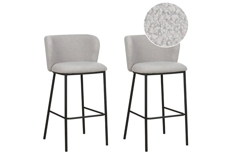 Barstol Mina set om 2 Ljusgrå-Svart, Ljusgrå-Svart