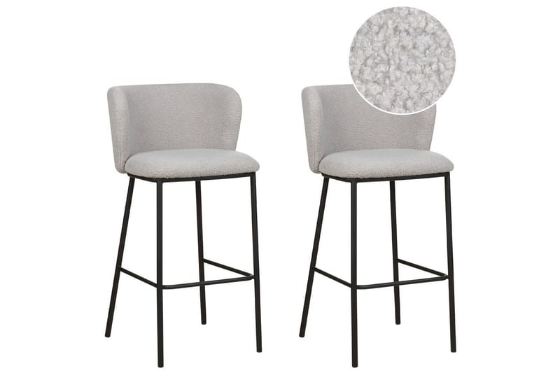 Barstol Mina set om 2 Ljusgrå-Svart - Ljusgrå-Svart - Möbler - Stolar & fåtöljer - Barstol & barpall