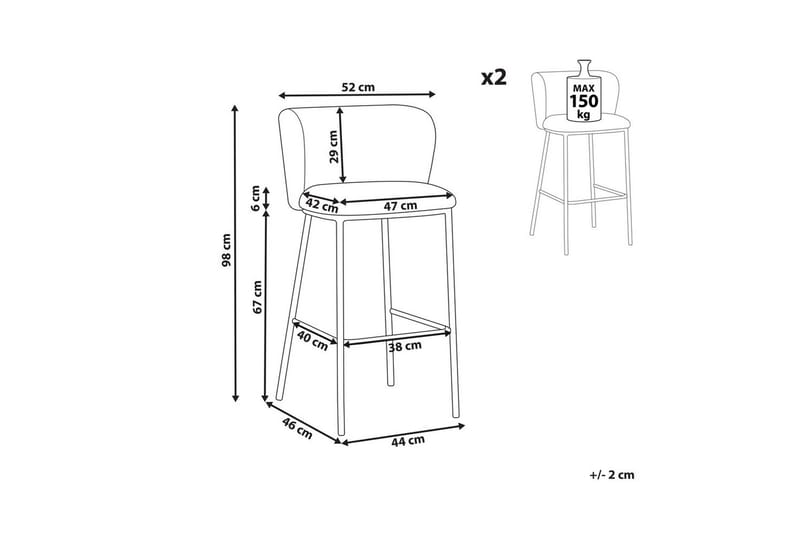 Barstol Mina set om 2 Vit-Svart - Vit-Svart - Möbler - Stolar & fåtöljer - Barstol & barpall
