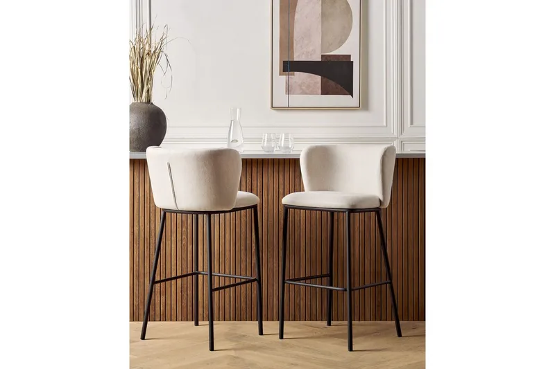 Barstol Mina set om 2 Vit-Svart - Vit-Svart - Möbler - Stolar & fåtöljer - Barstol & barpall