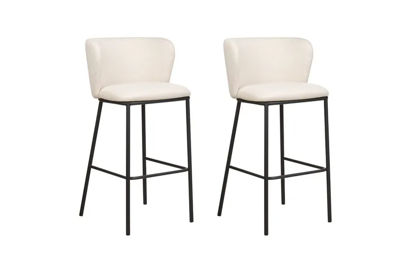 Barstol Mina set om 2 Vit-Svart, Vit-Svart