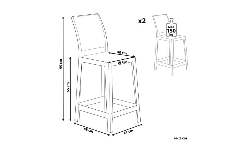 Barstol Wellington set om 2 Transparent-Svart - Transparent-Svart - Möbler - Stolar & fåtöljer - Barstol & barpall
