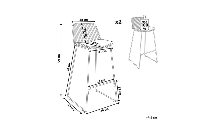 Barstol Pensacola set om 2 Guld-Svart - Guld-Svart - Möbler - Stolar & fåtöljer - Barstol & barpall