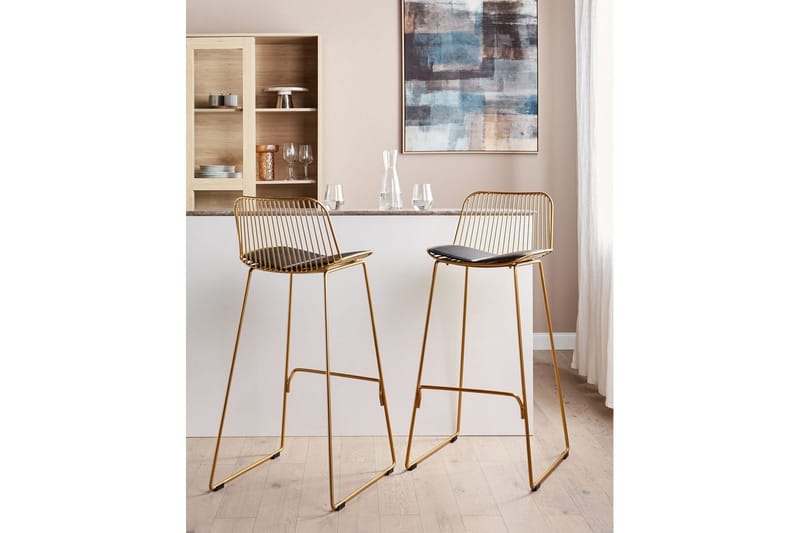 Barstol Pensacola set om 2 Guld-Svart - Guld-Svart - Möbler - Stolar & fåtöljer - Barstol & barpall