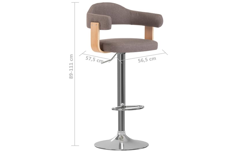 Barstolar 2 st taupe böjträ och tyg - Brun - Möbler - Stolar & fåtöljer - Barstol & barpall