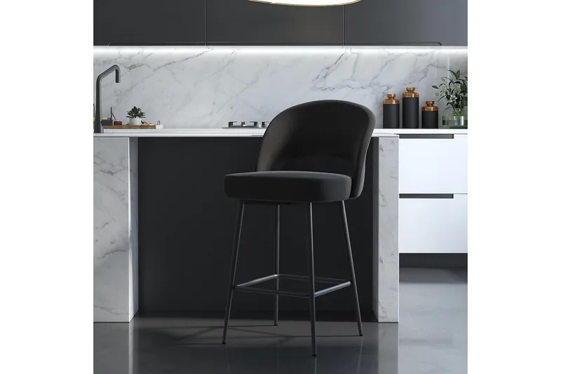Alexi Barstol Sammet/Svart - CosmoLiving - Möbler - Stolar & fåtöljer - Barstol & barpall