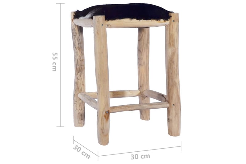 Barstol äkta getskinn och massiv teak - Brun - Möbler - Stolar & fåtöljer - Barstol & barpall