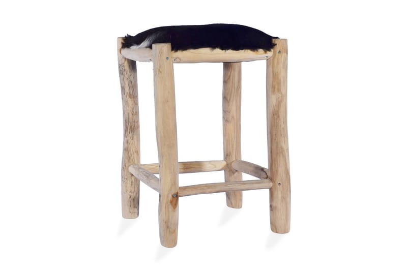Barstol äkta getskinn och massiv teak - Brun - Möbler - Stolar & fåtöljer - Barstol & barpall