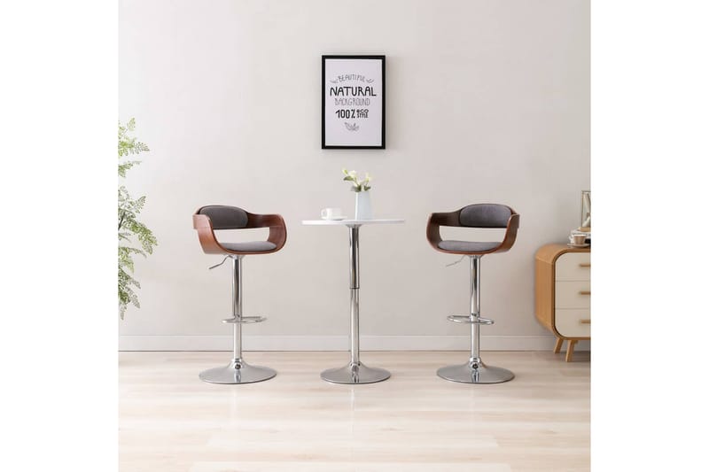 Barstol plywood och grått tyg - Grå - Möbler - Stolar & fåtöljer - Barstol & barpall
