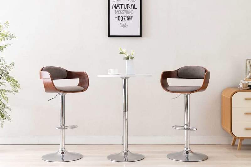 Barstol plywood och taupe tyg - Brun - Möbler - Stolar & fåtöljer - Barstol & barpall