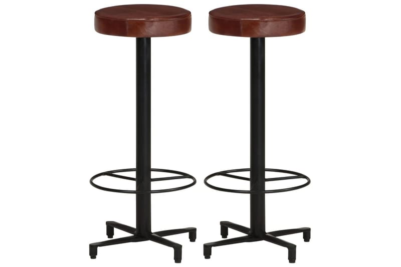 Barstolar 2 st 76 cm äkta läder - Brun - Möbler - Stolar & fåtöljer - Barstol & barpall