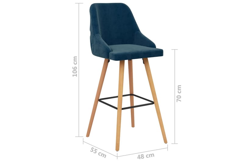 Barstolar 2 st blå sammet - Blå - Möbler - Stolar & fåtöljer - Barstol & barpall