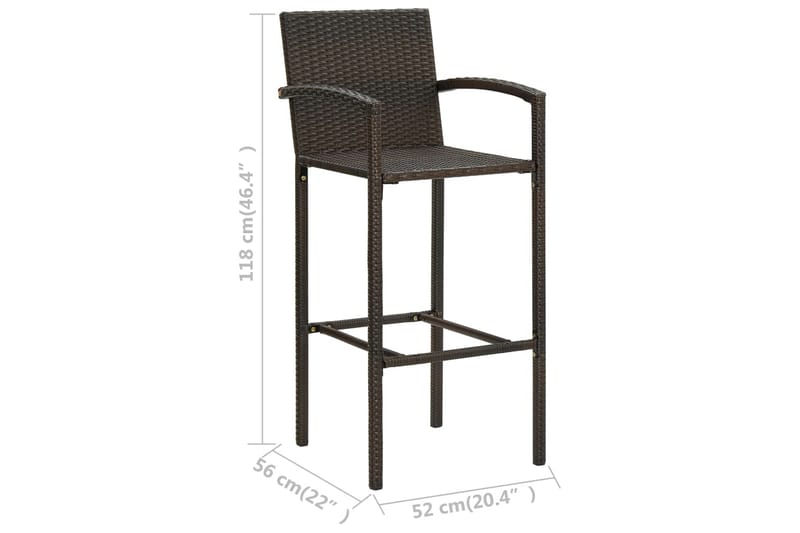 Barstolar 2 st brun konstrotting - Brun - Möbler - Stolar & fåtöljer - Barstol & barpall