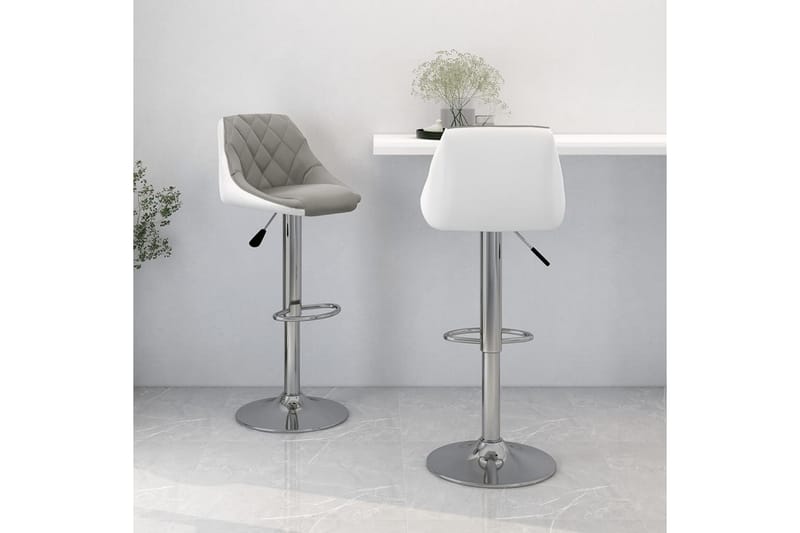 Barstolar 2 st grå och vit konstläder - Grå - Barstol & barpall