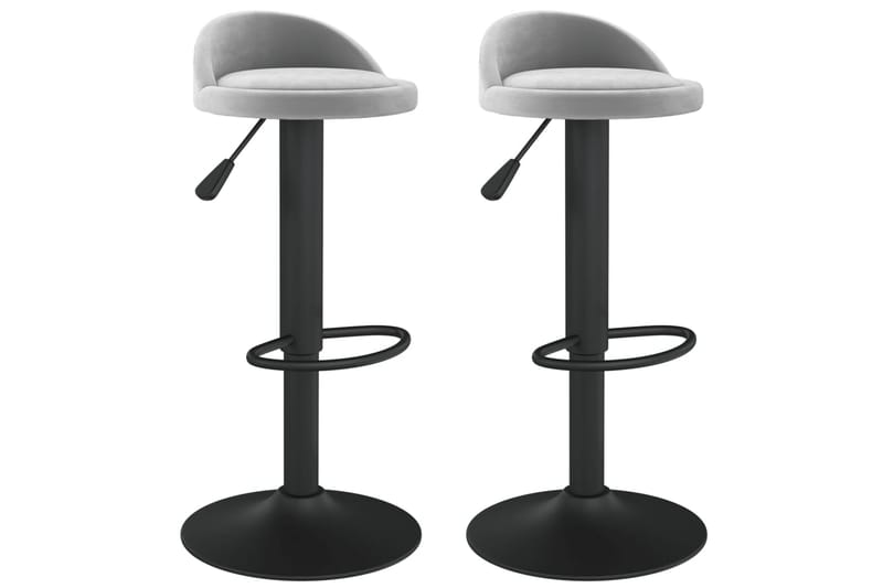 Barstolar 2 st ljusgrå sammet - Grå - Möbler - Stolar & fåtöljer - Barstol & barpall