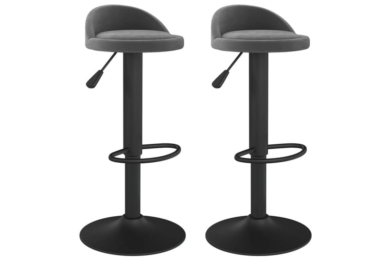 Barstolar 2 st mörkgrå sammet - Grå - Möbler - Stolar & fåtöljer - Barstol & barpall