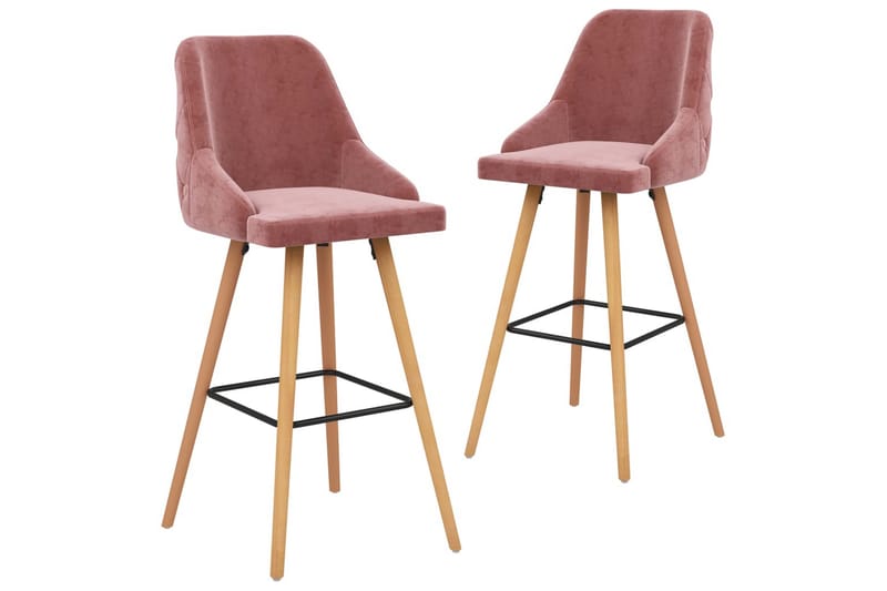 Barstolar 2 st rosa sammet - Rosa - Möbler - Stolar & fåtöljer - Barstol & barpall