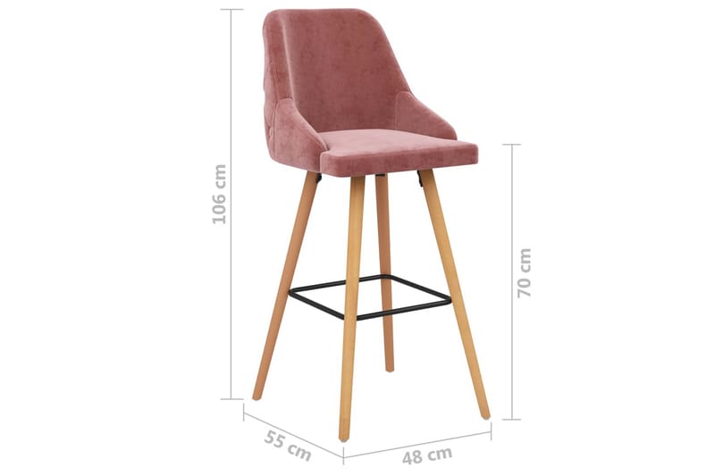 Barstolar 2 st rosa sammet - Rosa - Möbler - Stolar & fåtöljer - Barstol & barpall