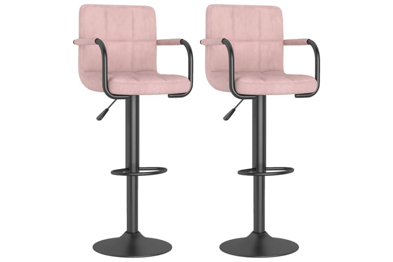 Barstolar 2 st rosa sammet - Rosa - Möbler - Stolar & fåtöljer - Barstol & barpall