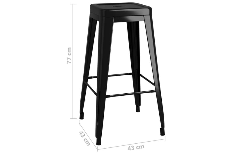 Barstolar 2 st stapelbara metall svart - Svart - Möbler - Stolar & fåtöljer - Barstol & barpall